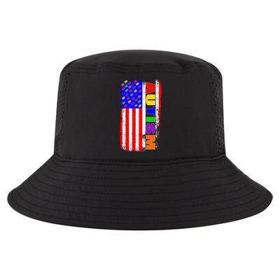 Autism Awareness USA Puzzle Rainbow Flag Cool Comfort Performance Bucket Hat