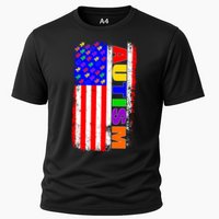 Autism Awareness USA Puzzle Rainbow Flag Cooling Performance Crew T-Shirt