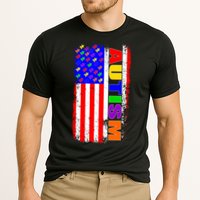 Autism Awareness USA Puzzle Rainbow Flag Cooling Performance Crew T-Shirt