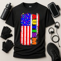 Autism Awareness USA Puzzle Rainbow Flag Cooling Performance Crew T-Shirt