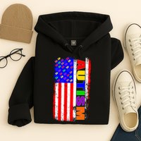 Autism Awareness USA Puzzle Rainbow Flag Hoodie