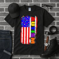 Autism Awareness USA Puzzle Rainbow Flag Tall T-Shirt