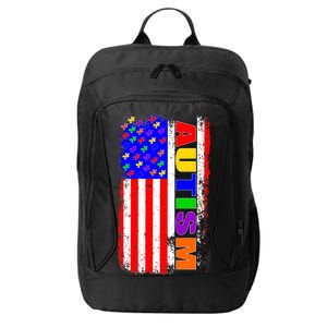 Autism Awareness USA Puzzle Rainbow Flag City Backpack