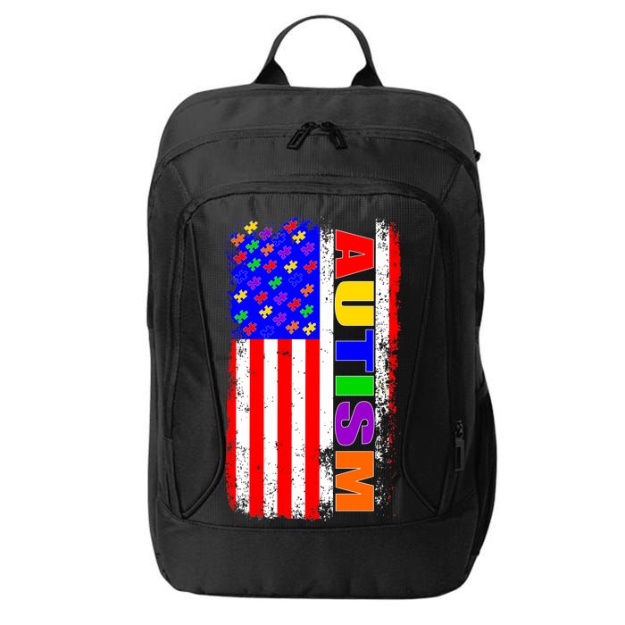 Autism Awareness USA Puzzle Rainbow Flag City Backpack