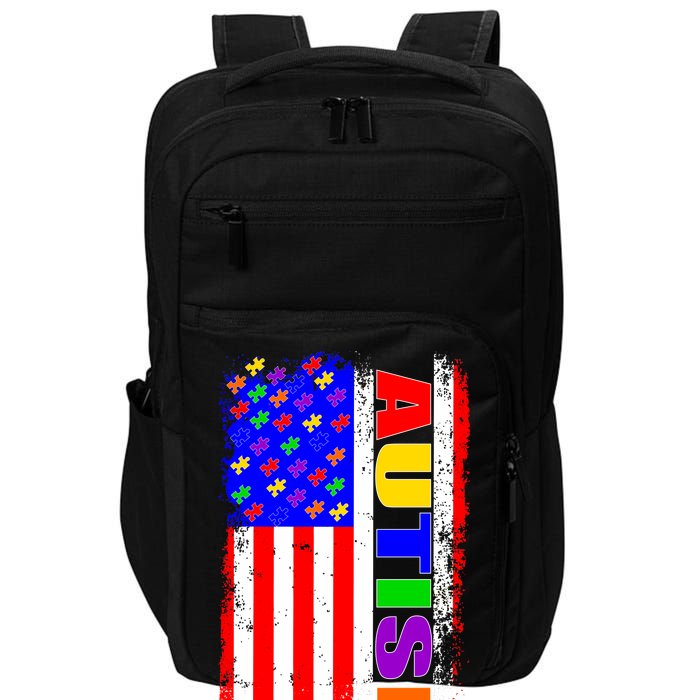 Autism Awareness USA Puzzle Rainbow Flag Impact Tech Backpack