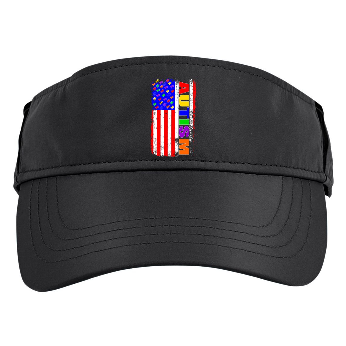 Autism Awareness USA Puzzle Rainbow Flag Adult Drive Performance Visor