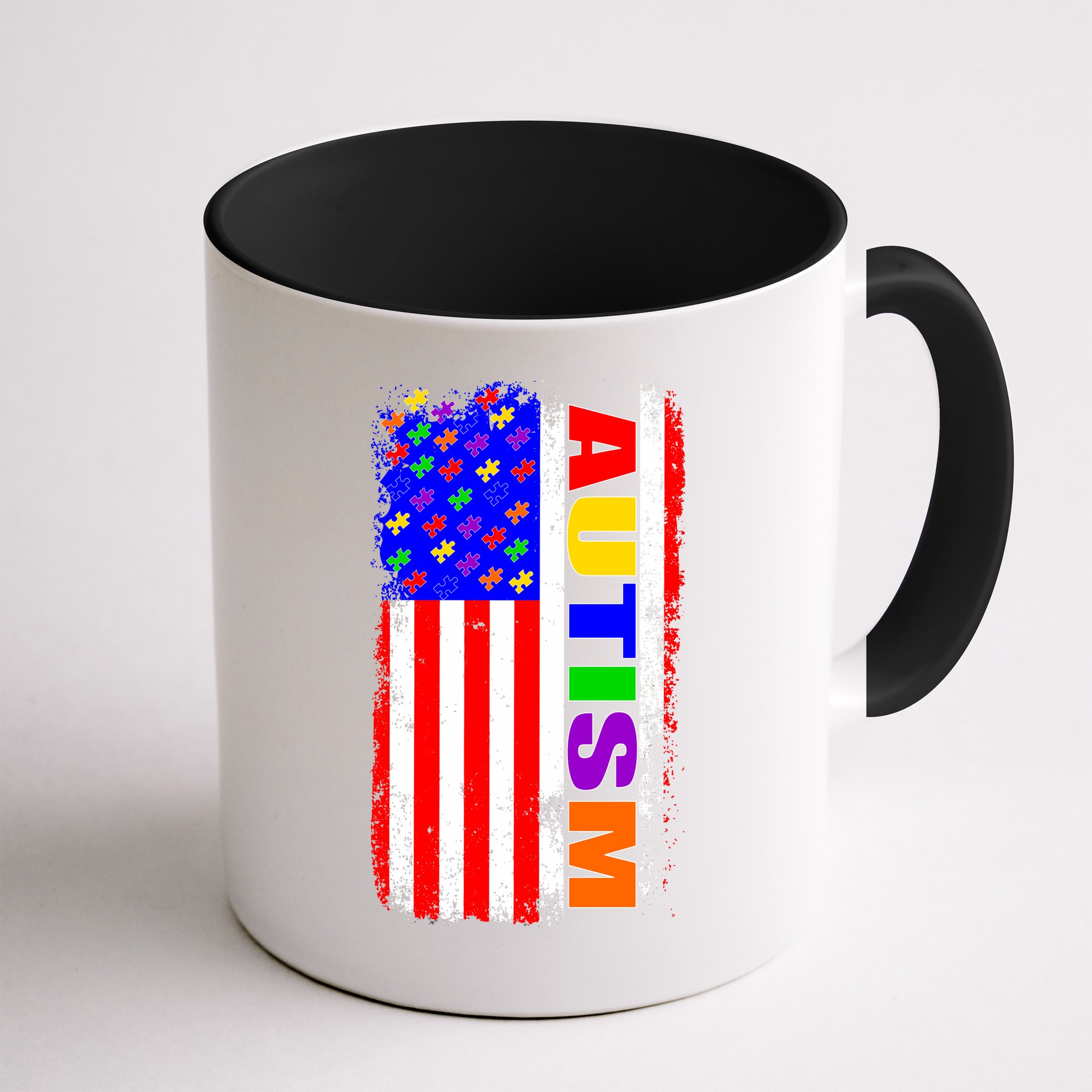 Autism Awareness USA Puzzle Rainbow Flag Mug