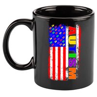 Autism Awareness USA Puzzle Rainbow Flag 11oz C Handle Ceramic Mug