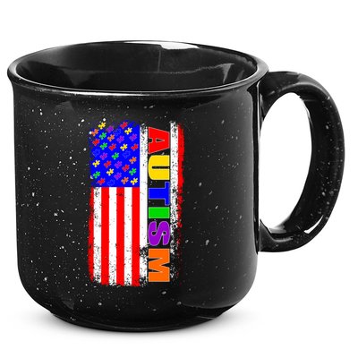 Autism Awareness USA Puzzle Rainbow Flag 15oz Campfire Ceramic Mug