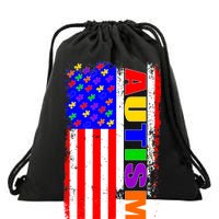 Autism Awareness USA Puzzle Rainbow Flag Drawstring Bag