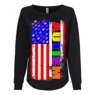 Autism Awareness USA Puzzle Rainbow Flag Womens California Wash Sweatshirt