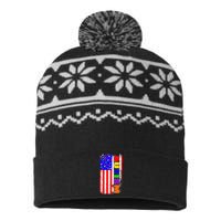 Autism Awareness USA Puzzle Rainbow Flag USA-Made Snowflake Beanie