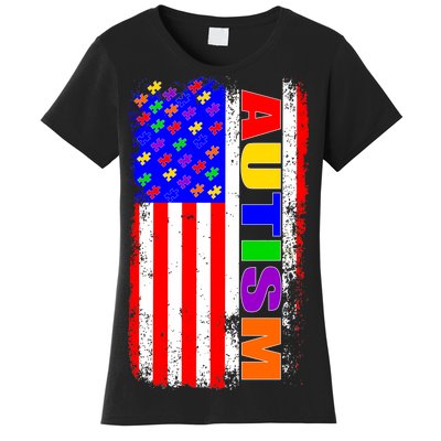 Autism Awareness USA Puzzle Rainbow Flag Women's T-Shirt