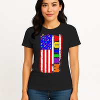 Autism Awareness USA Puzzle Rainbow Flag Womens T-Shirt