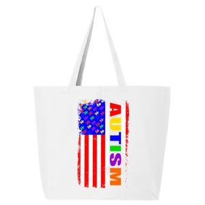 Autism Awareness USA Puzzle Rainbow Flag 25L Jumbo Tote