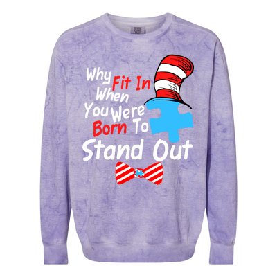 Autism Awareness Why Fit In When You Were Born To Stand Out Puzzle Colorblast Crewneck Sweatshirt