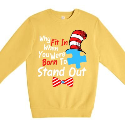 Autism Awareness Why Fit In When You Were Born To Stand Out Puzzle Premium Crewneck Sweatshirt