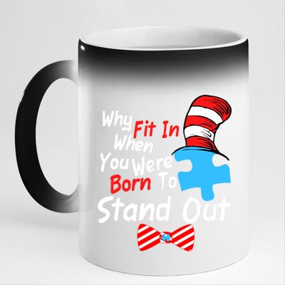 Autism Awareness Why Fit In When You Were Born To Stand Out Puzzle 11oz Black Color Changing Mug