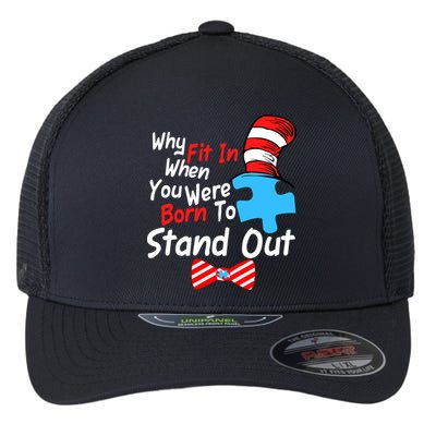 Autism Awareness Why Fit In When You Were Born To Stand Out Puzzle Flexfit Unipanel Trucker Cap