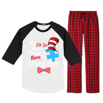 Autism Awareness Why Fit In When You Were Born To Stand Out Puzzle Raglan Sleeve Pajama Set