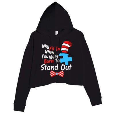 Autism Awareness Why Fit In When You Were Born To Stand Out Puzzle Crop Fleece Hoodie