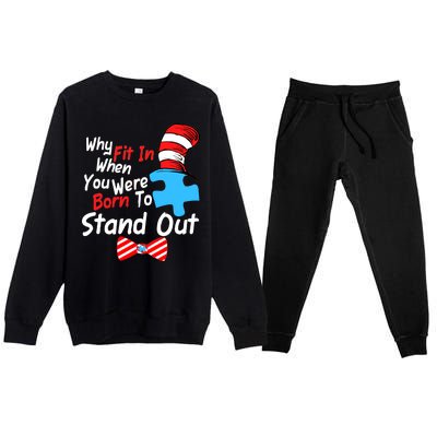 Autism Awareness Why Fit In When You Were Born To Stand Out Puzzle Premium Crewneck Sweatsuit Set