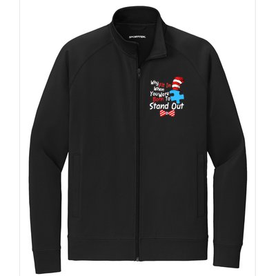 Autism Awareness Why Fit In When You Were Born To Stand Out Puzzle Stretch Full-Zip Cadet Jacket