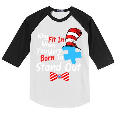 Autism Awareness Why Fit In When You Were Born To Stand Out Puzzle Kids Colorblock Raglan Jersey