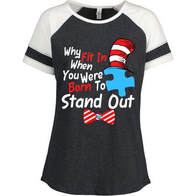 Autism Awareness Why Fit In When You Were Born To Stand Out Puzzle Enza Ladies Jersey Colorblock Tee