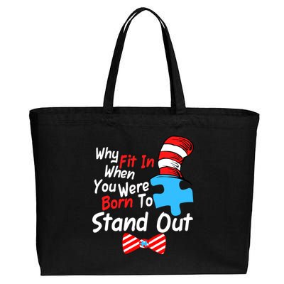 Autism Awareness Why Fit In When You Were Born To Stand Out Puzzle Cotton Canvas Jumbo Tote