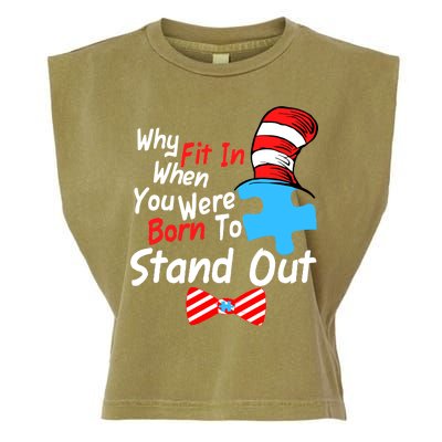 Autism Awareness Why Fit In When You Were Born To Stand Out Puzzle Garment-Dyed Women's Muscle Tee