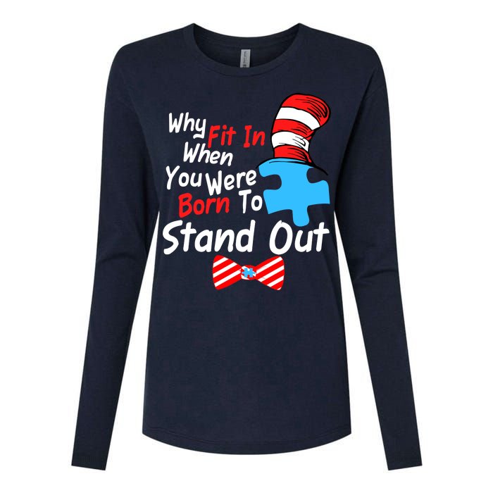 Autism Awareness Why Fit In When You Were Born To Stand Out Puzzle Womens Cotton Relaxed Long Sleeve T-Shirt