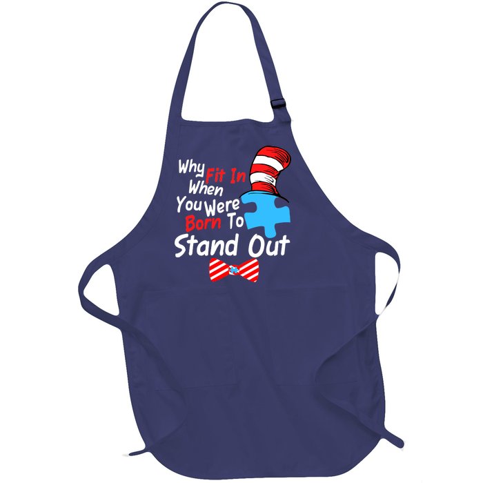 Autism Awareness Why Fit In When You Were Born To Stand Out Puzzle Full-Length Apron With Pockets