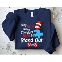 Autism Awareness Why Fit In When You Were Born To Stand Out Puzzle Sweatshirt