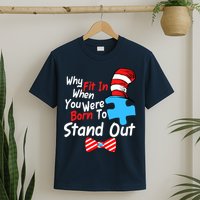Autism Awareness Why Fit In When You Were Born To Stand Out Puzzle T-Shirt