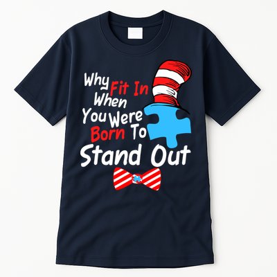 Autism Awareness Why Fit In When You Were Born To Stand Out Puzzle Tall T-Shirt