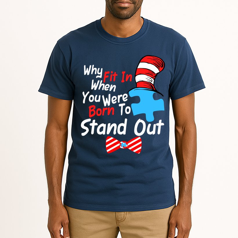 Autism Awareness Why Fit In When You Were Born To Stand Out Puzzle Tall T-Shirt