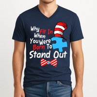 Autism Awareness Why Fit In When You Were Born To Stand Out Puzzle V-Neck T-Shirt