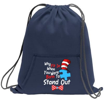 Autism Awareness Why Fit In When You Were Born To Stand Out Puzzle Sweatshirt Cinch Pack Bag