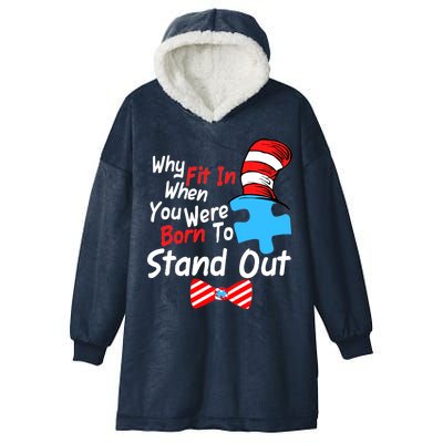 Autism Awareness Why Fit In When You Were Born To Stand Out Puzzle Hooded Wearable Blanket