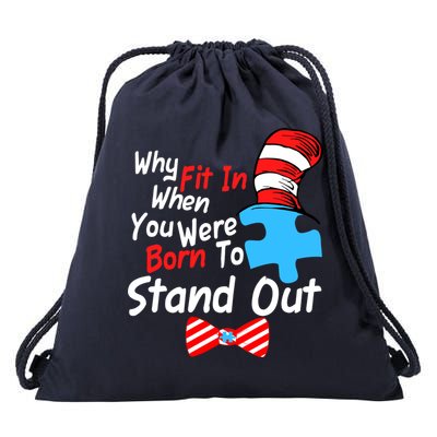 Autism Awareness Why Fit In When You Were Born To Stand Out Puzzle Drawstring Bag