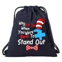 Autism Awareness Why Fit In When You Were Born To Stand Out Puzzle Drawstring Bag