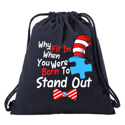 Autism Awareness Why Fit In When You Were Born To Stand Out Puzzle Drawstring Bag