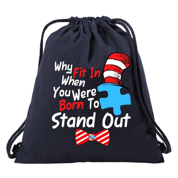 Autism Awareness Why Fit In When You Were Born To Stand Out Puzzle Drawstring Bag
