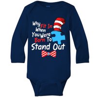 Autism Awareness Why Fit In When You Were Born To Stand Out Puzzle Baby Long Sleeve Bodysuit