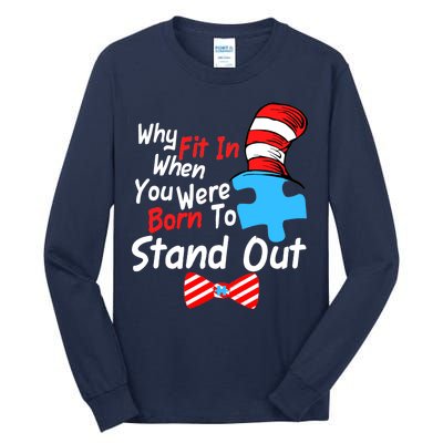 Autism Awareness Why Fit In When You Were Born To Stand Out Puzzle Tall Long Sleeve T-Shirt