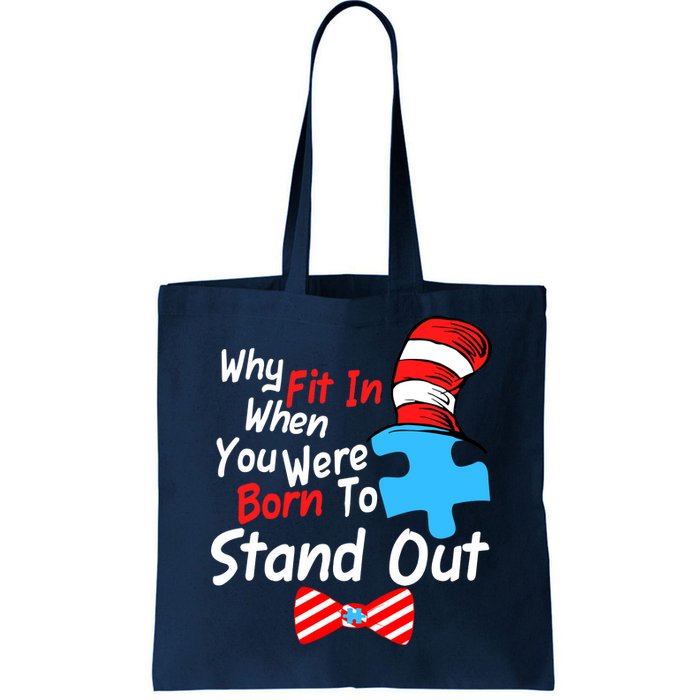 Autism Awareness Why Fit In When You Were Born To Stand Out Puzzle Tote Bag