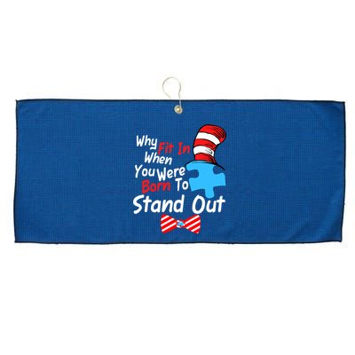 Autism Awareness Why Fit In When You Were Born To Stand Out Puzzle Large Microfiber Waffle Golf Towel