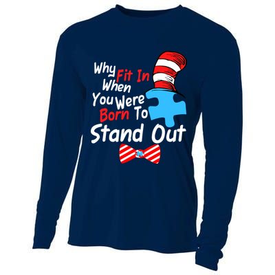 Autism Awareness Why Fit In When You Were Born To Stand Out Puzzle Cooling Performance Long Sleeve Crew