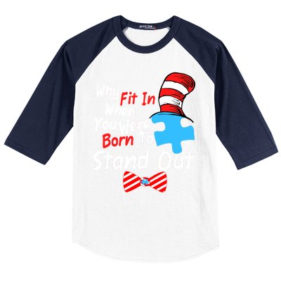 Autism Awareness Why Fit In When You Were Born To Stand Out Puzzle Baseball Sleeve Shirt